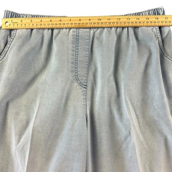 Alison Daley Pants Petite Women Sz 14P Light Blue Chambray Elastic Waist Pull On - Picture 9 of 11